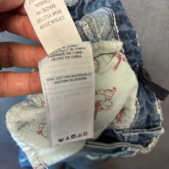 True Religion 2T Jeans Adjustable Waist Streetwear Thick Stitch Hip Hop Straight - Picture 6 of 16